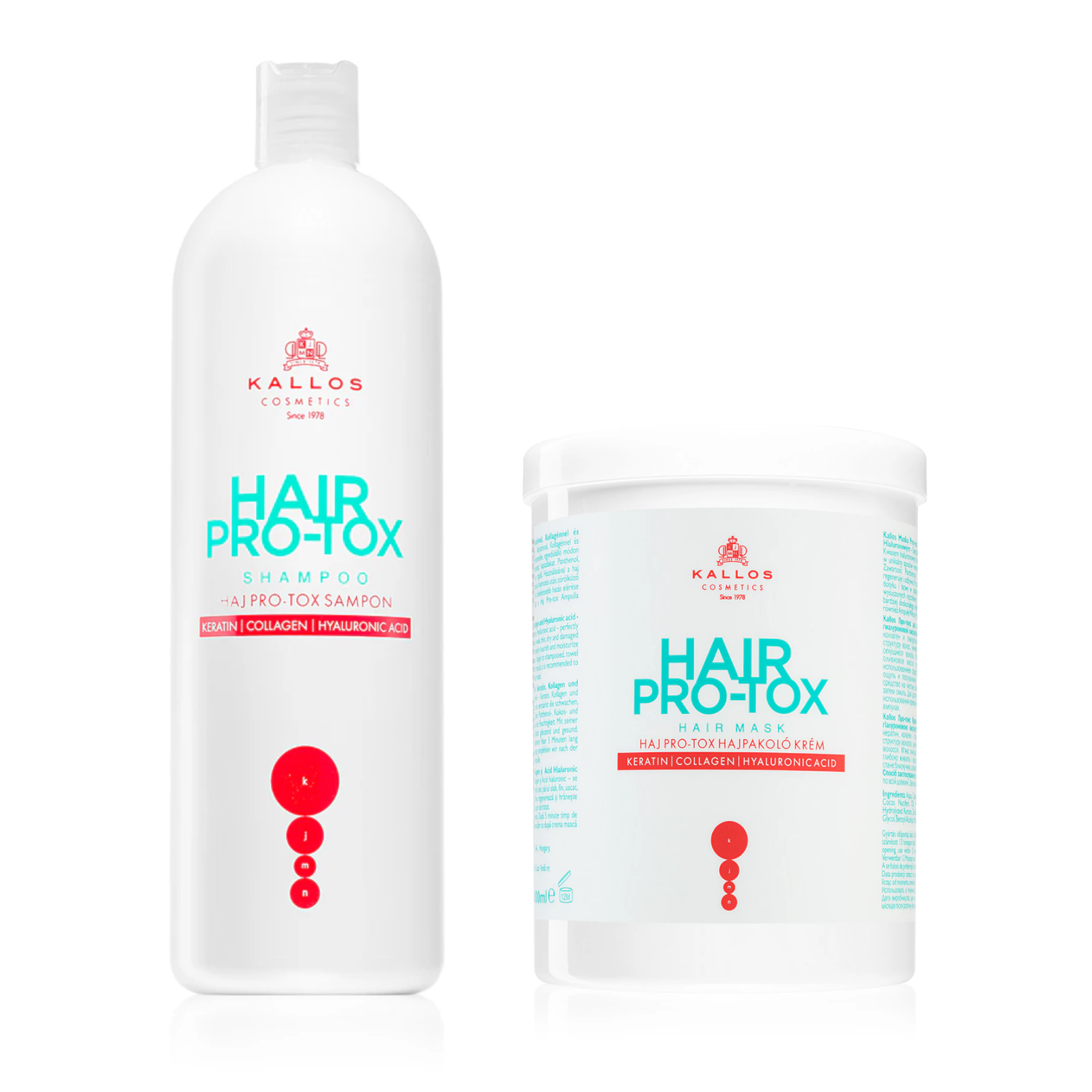 Pachet regenerare par deteriorat Kallos Pro-Tox ( Sampon 1000ml, Masca 1000ml)