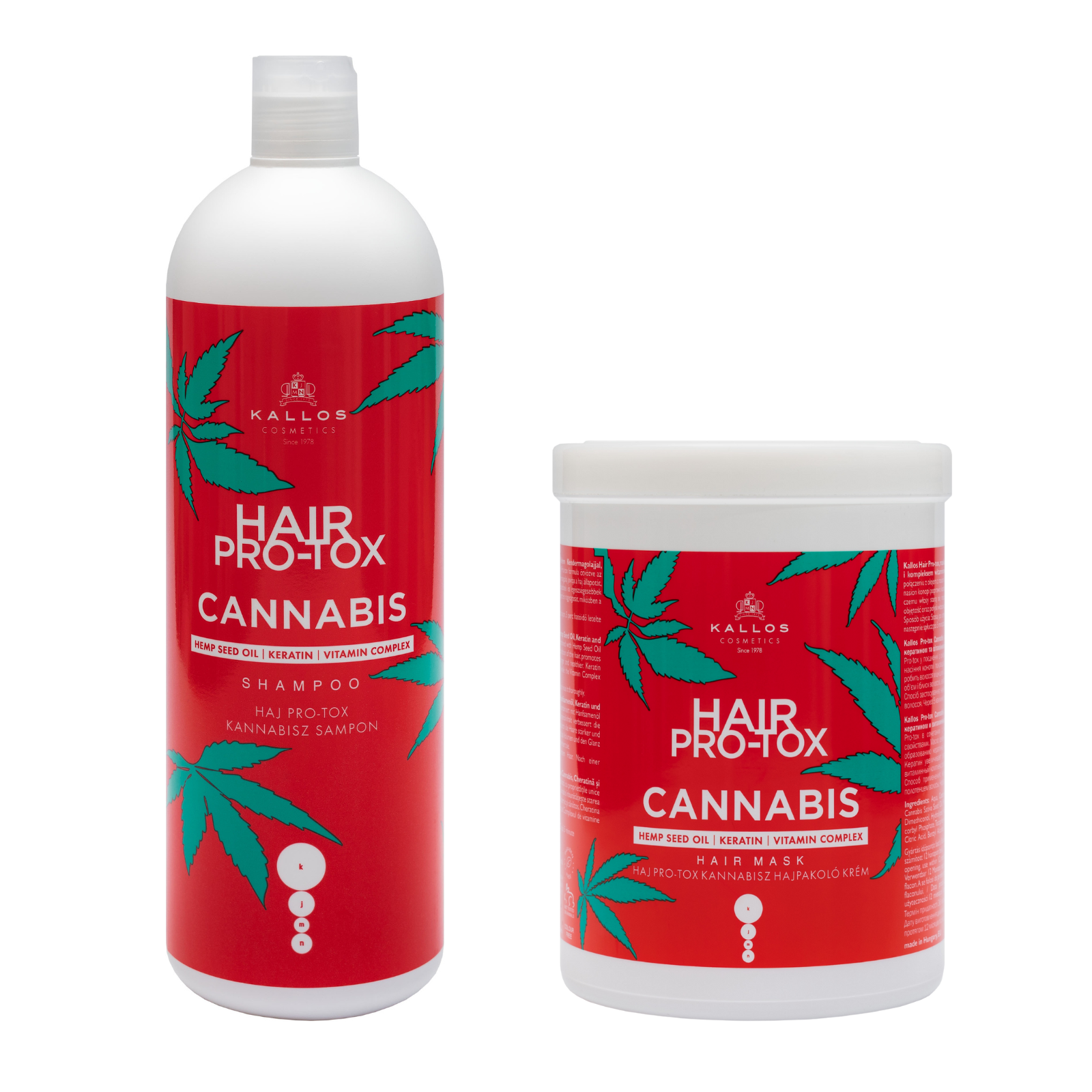 Pachet regenerare par deteriorat cu ulei din seminte de canabis | Kallos Pro-Tox Cannabis ( Sampon 1000ml, Masca 1000ml) Beautifier