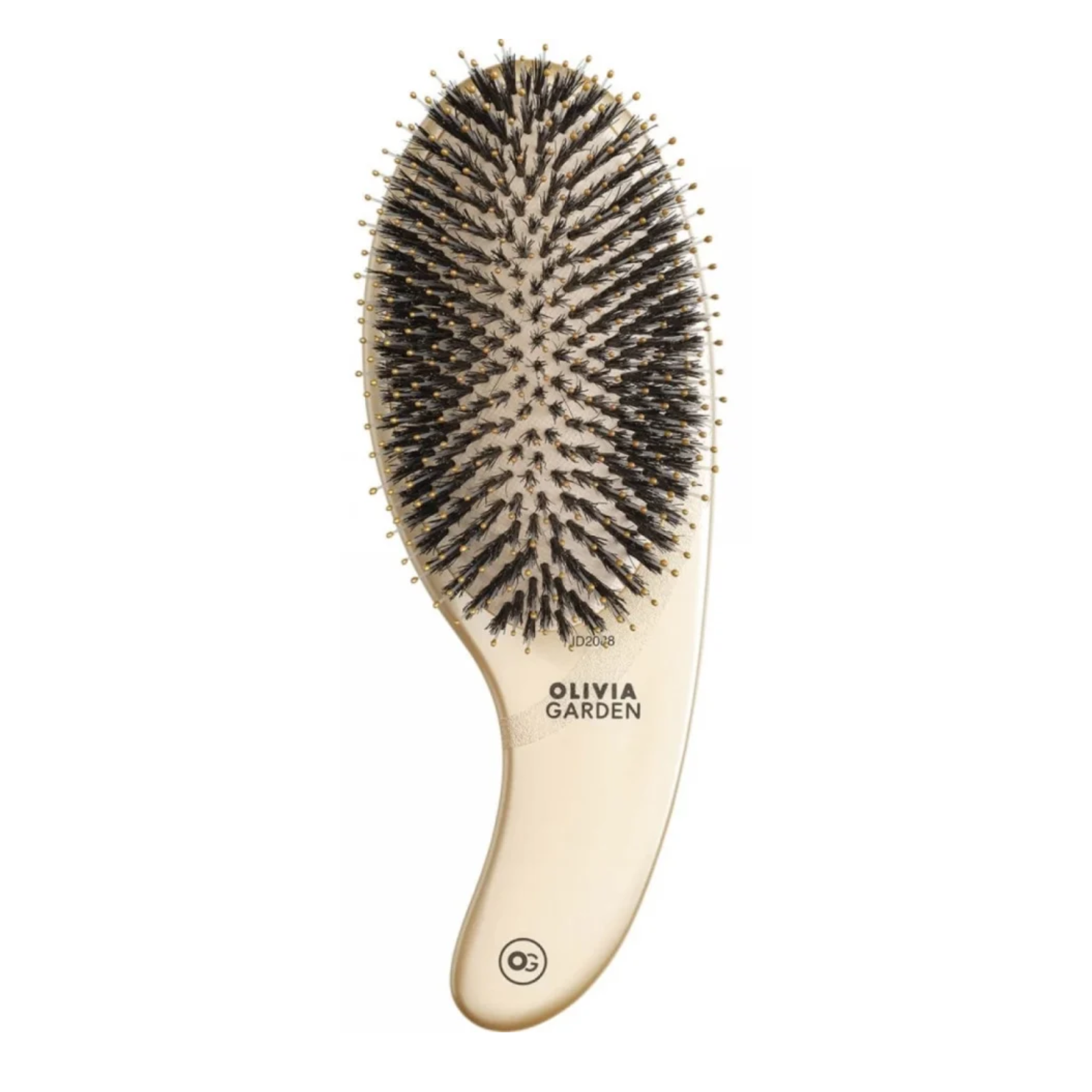 Perie pentru descurcarea părului uscat cu peri din nailon și păr de mistreț | Olivia Garden Expert Care Curve Nylon Boar Gold