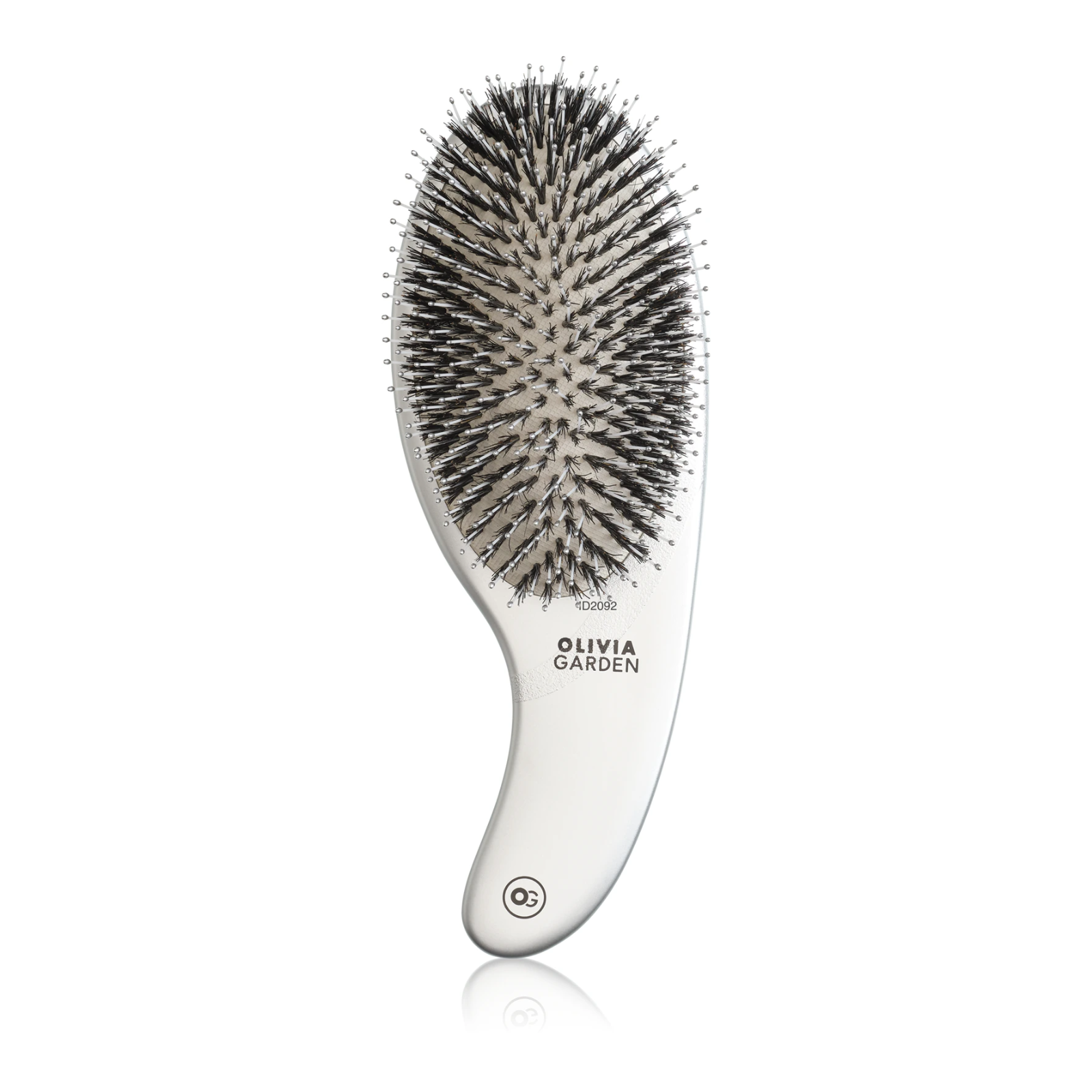 Perie pentru descurcarea părului uscat cu peri din nailon și păr de mistreț | Olivia Garden Expert Care Curve Nylon Boar Silver