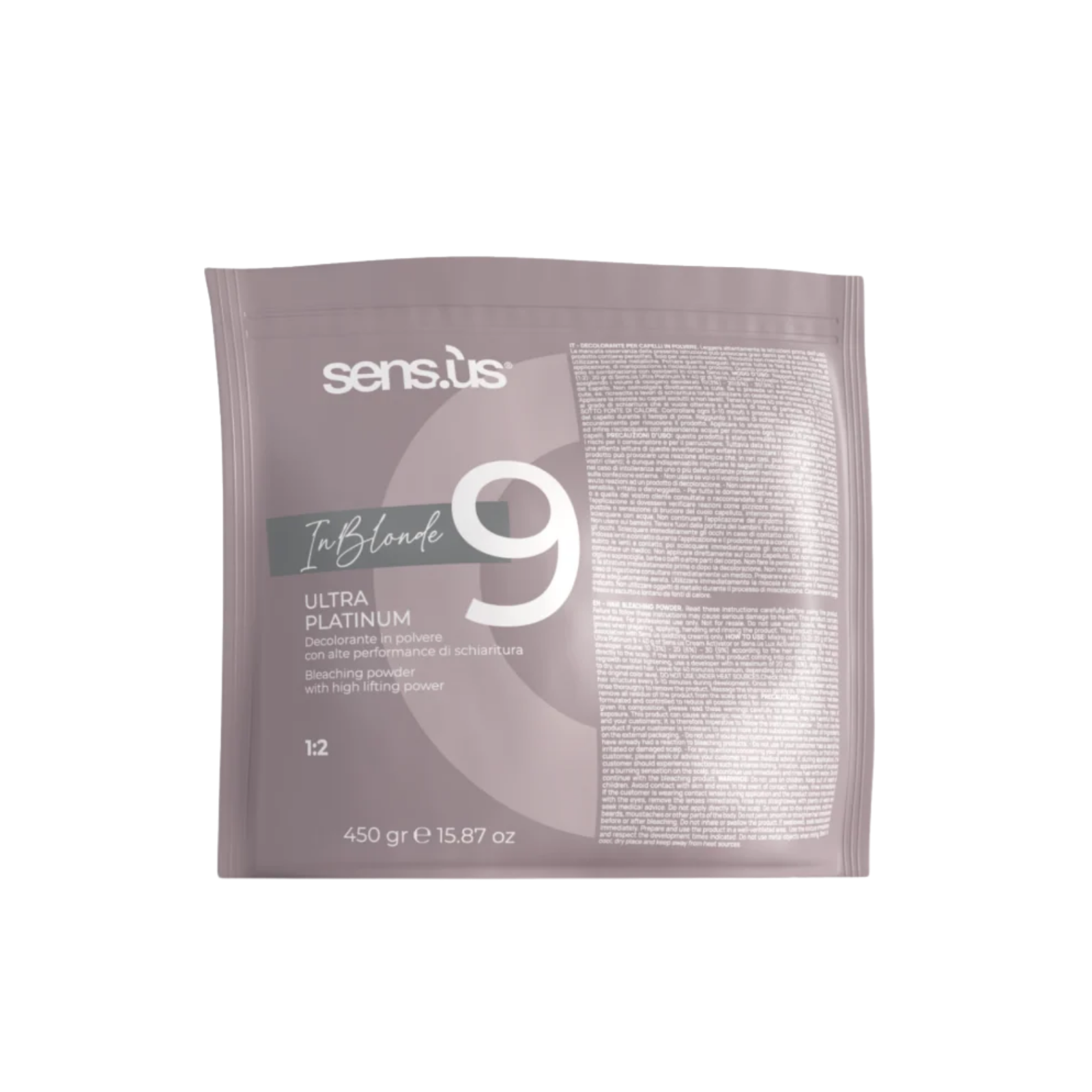 Pudră decolorantă gri | Sensus InBlonde Ultra Platinum 9 Deco 450 gr