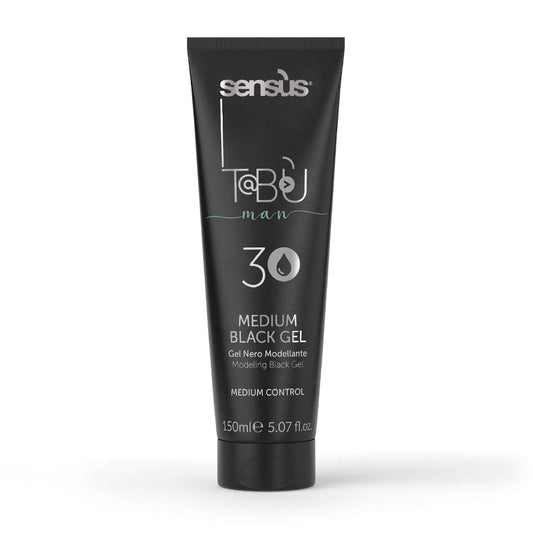 Gel de păr cu pigment negru pentru mascarea firelor albe, cu fixare medie | Sensus Tabu Man 3 Medium Black Gel 150ml