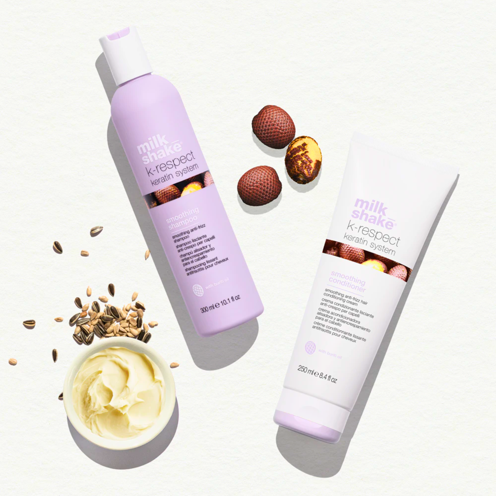 Sampon netezire par Milkshake K-Respect Keratin System Smoothing Shampoo 300 ml Beautifier.ro