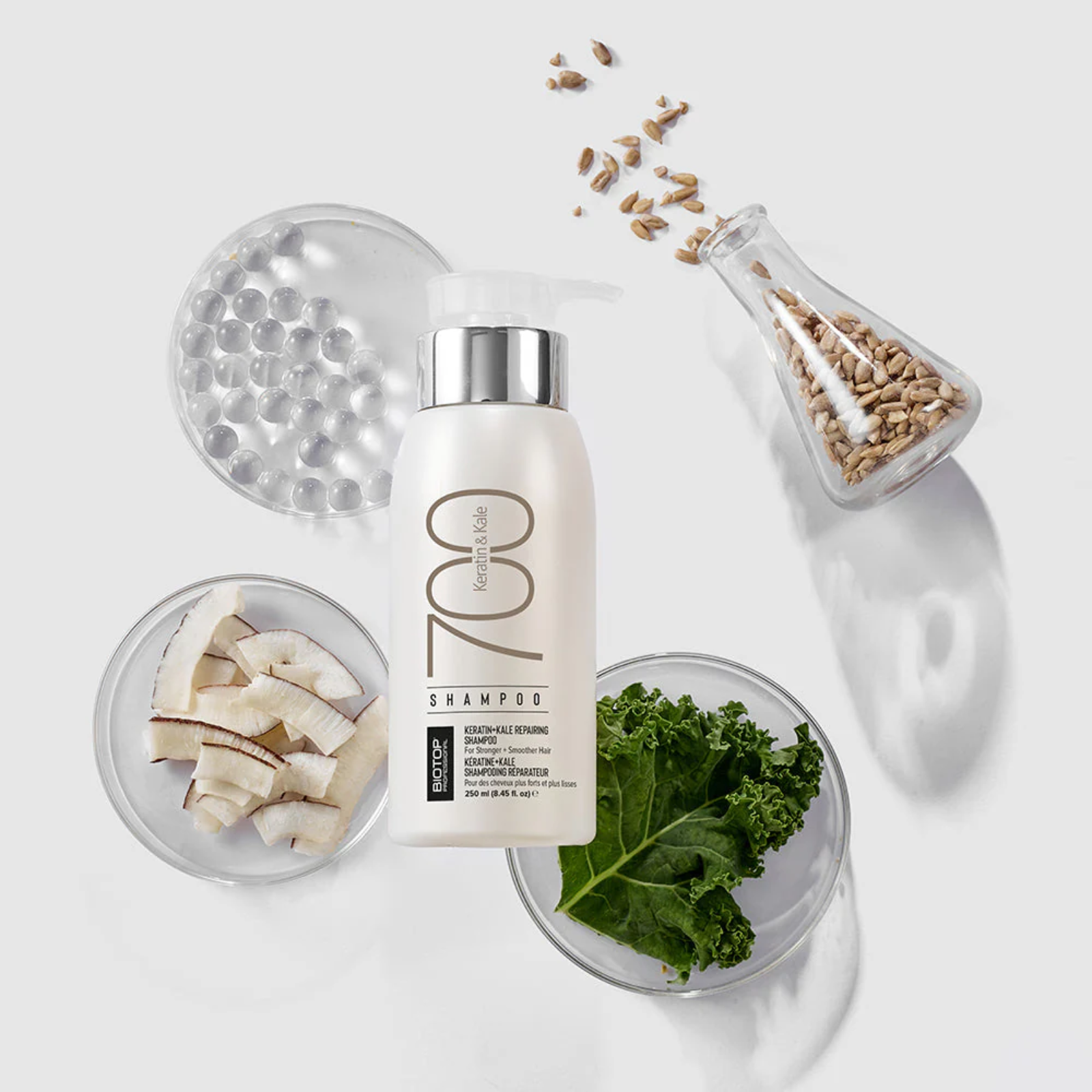 Șampon Biotop Keratin & Kale 700 – 250 ml pentru Păr Deteriorat