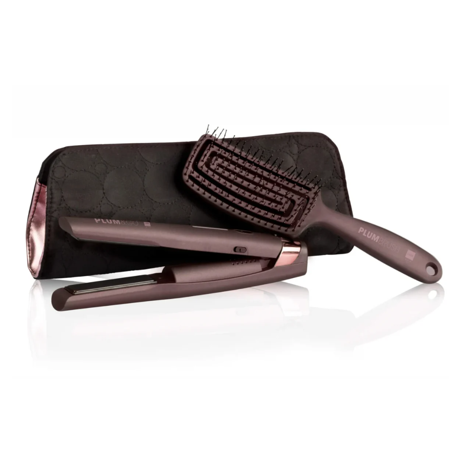 Set calatorie placa si perie pentru indreptat parul Labor Pro Plum & Go