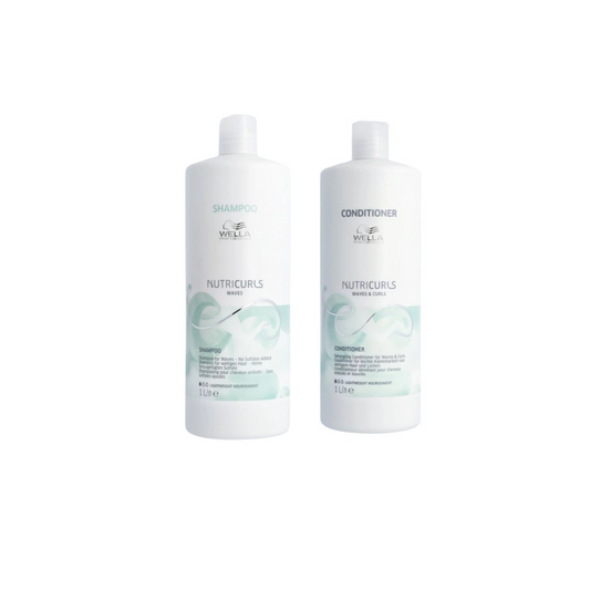 Pachet pentru parul cret si ondulat Wella Nutricurls (Sampon 1000ml, Balsam 1000ml)