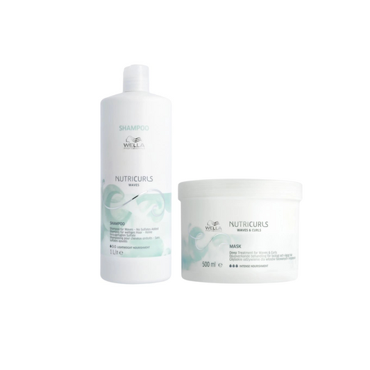 Pachet pentru parul cret si ondulat Wella Nutricurls (Sampon 1000ml, Masca 500ml)