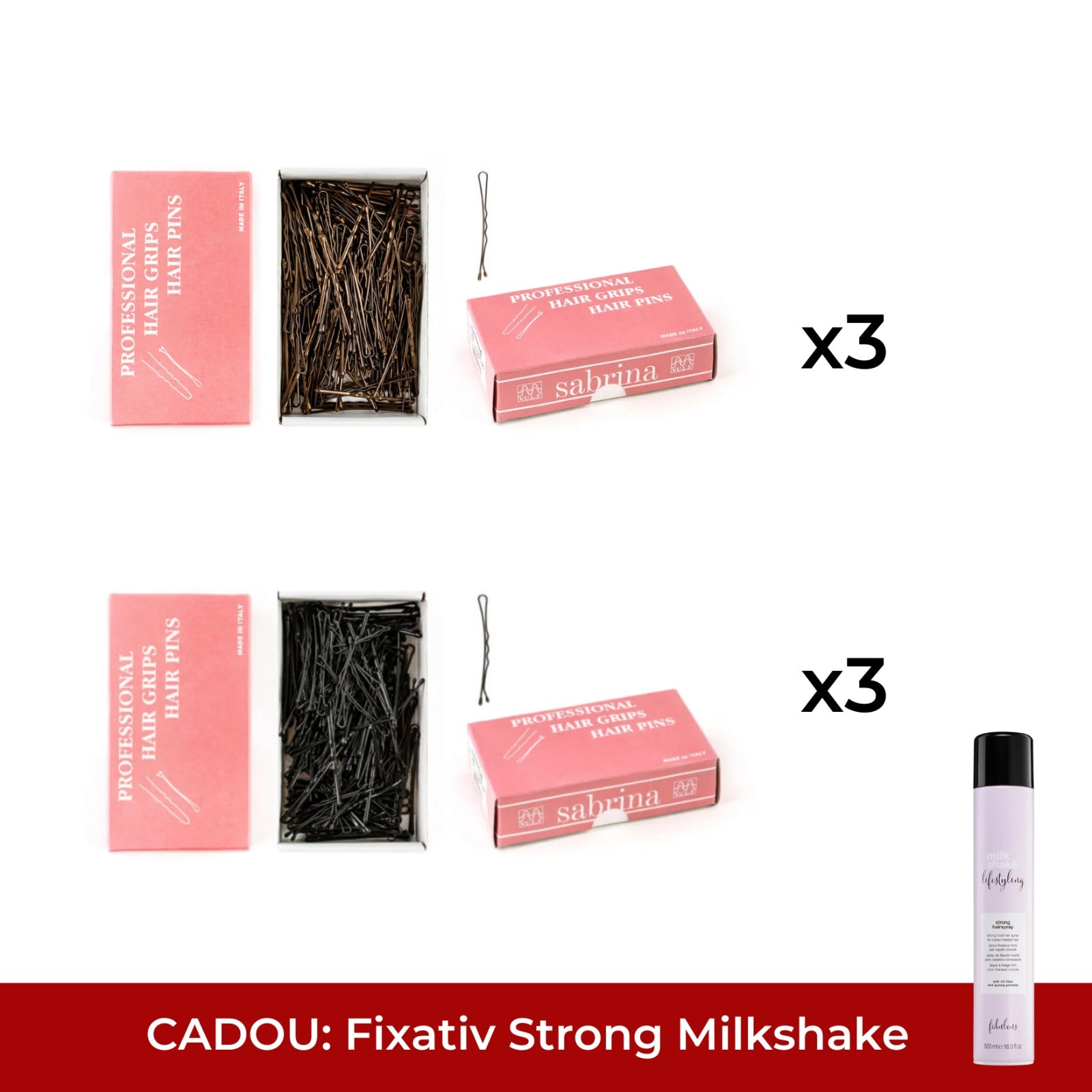 Pachet agrafe ondulate (3x maro & 3x negre)- Locatelli ( CADOU 1 Fixativ puternic Milkshake)