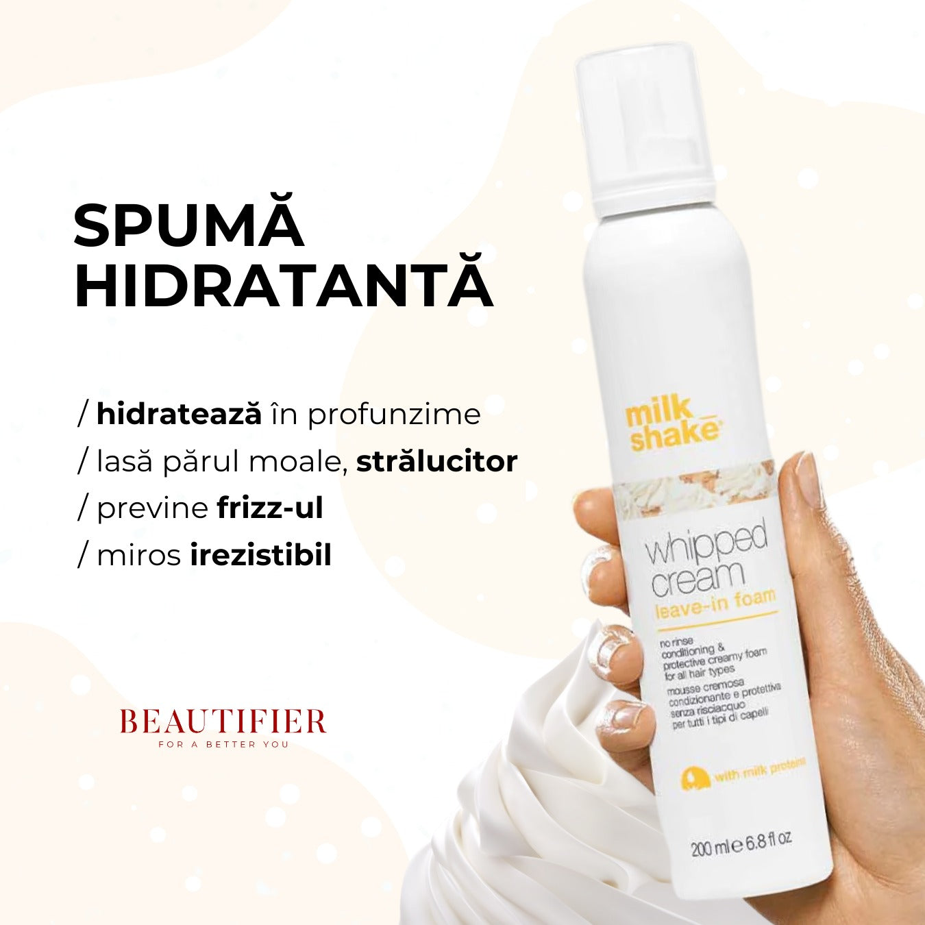 Spuma hidratanta "Leave In", Whipped Cream, 200ml - Milkshake