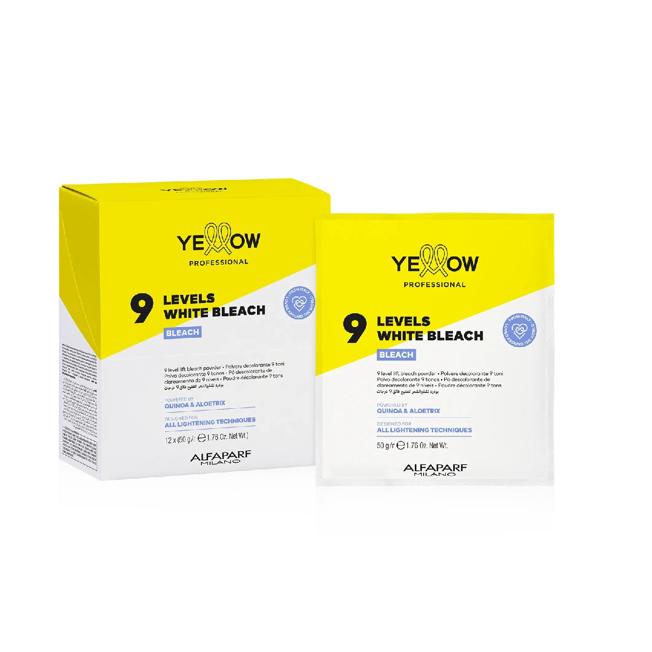 Pudra decoloranta alba 9 tonuri | Alfaparf Yellow Professional 9 Levels White Bleach 12x50g