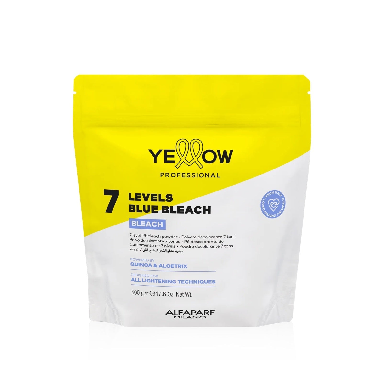 Pudra decoloranta albastra 7 tonuri | Alfaparf Yellow 7 Levels Blue Bleach 500g 