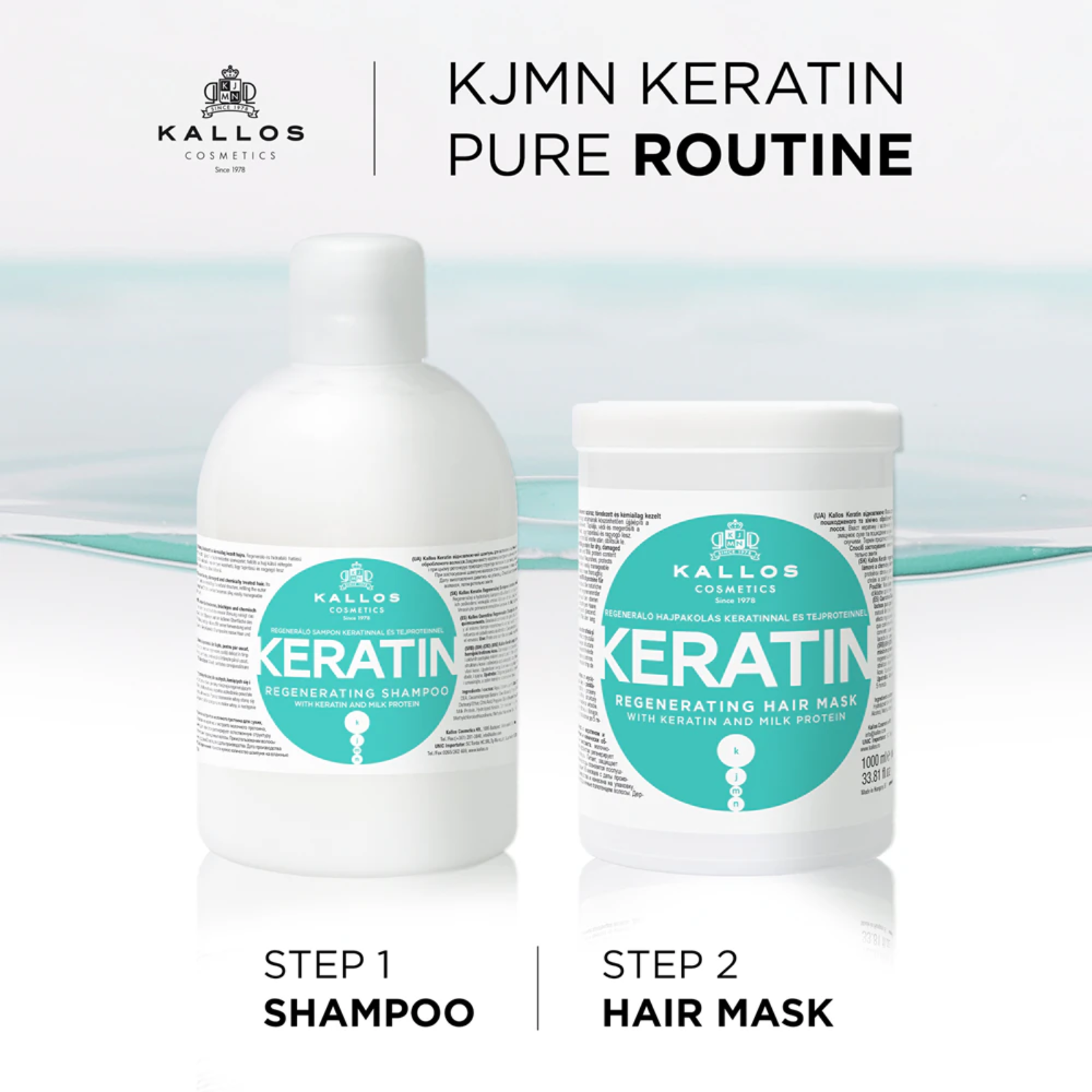 Șampon regenerant cu Keratina pentru păr uscat si deteriorat | Kallos KJMN Keratin Regenerative Shampoo 1000ml
