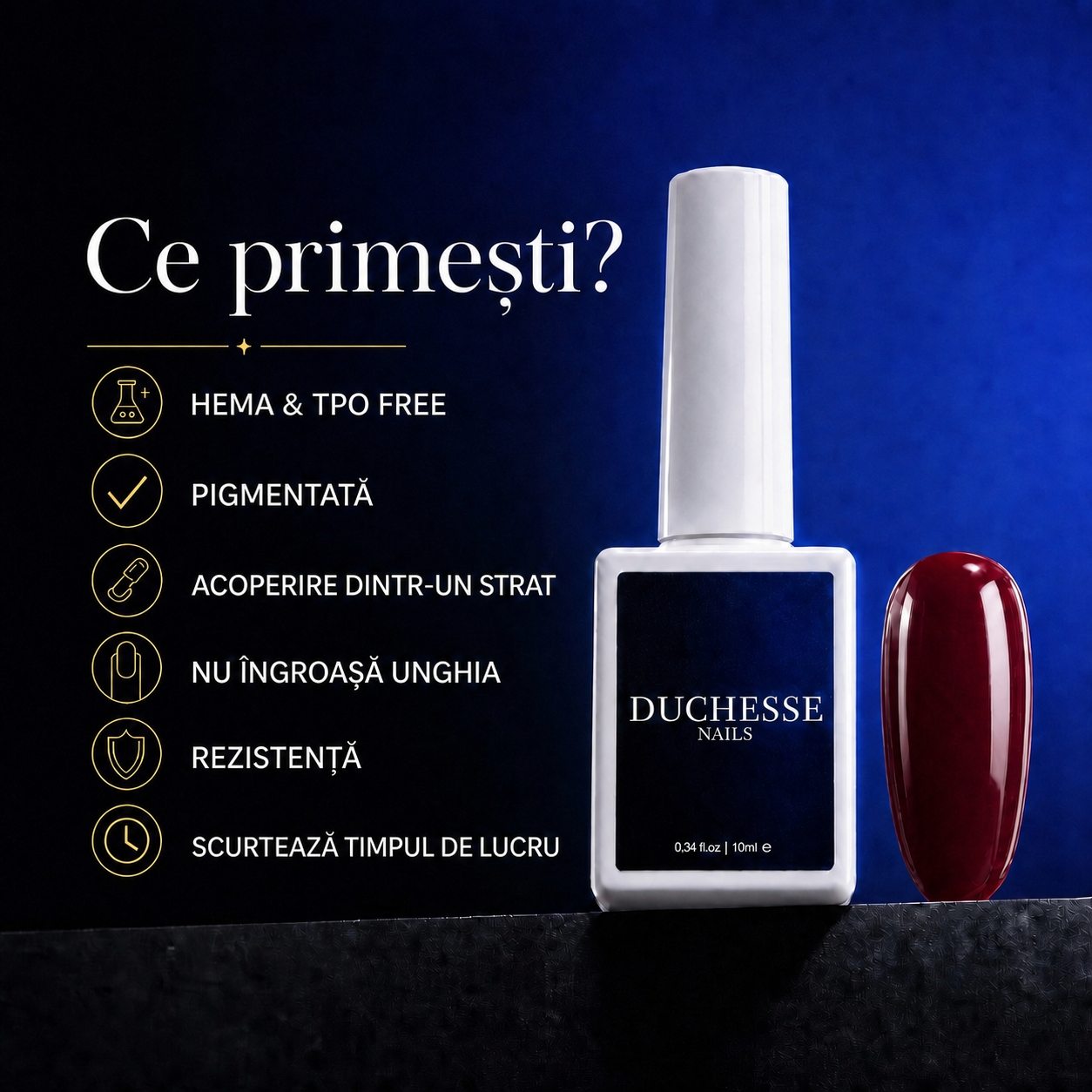 Oja Semipermanenta Unghii, HEMA&TPO FREE, Nuanta Burgundy, 10 ml