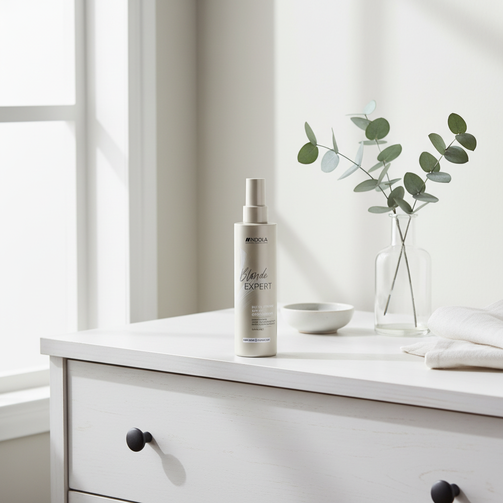 Indola Blonde Expert InstaStrong Spray on Scandinavian style dresser
